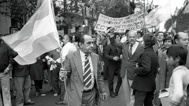Argentine citizens rally in April 1982 at May Square in Buenos Aires, demonstrating support for their government's recent invasion of the British-held Falkland Islands. (Panta Astiazaran, AFP, Getty Images)
