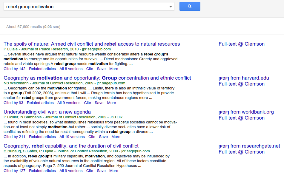 A Sample of Output from a Google Scholar Search